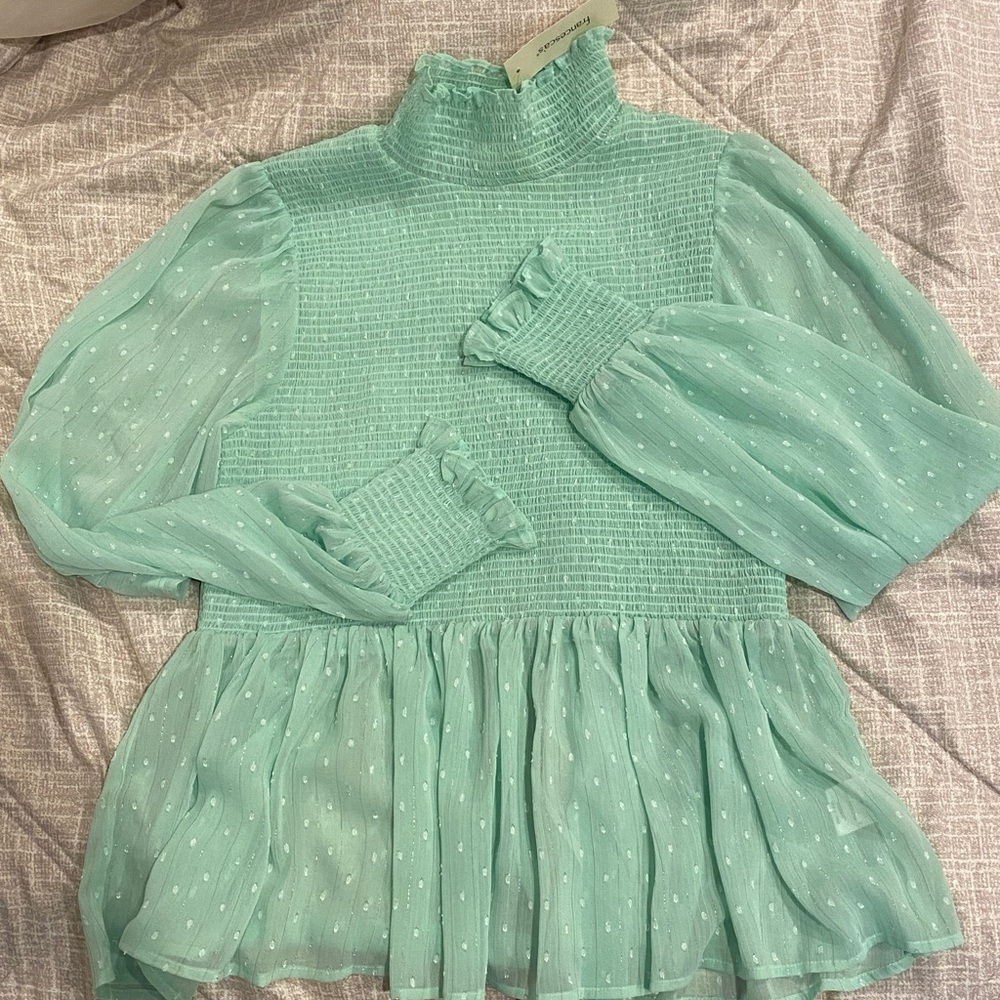 Light mint Green Smocked Blouse